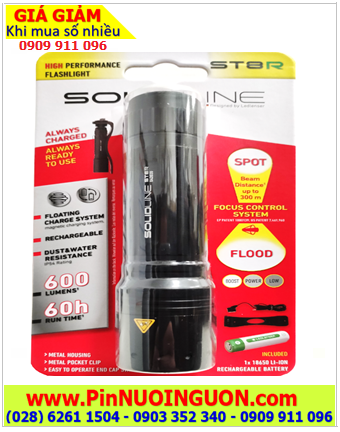 Solidline ST8R, Đèn pin siêu sáng LedLenser Solidline ST8R, sử dụng pin sạc 18650 chính hãng